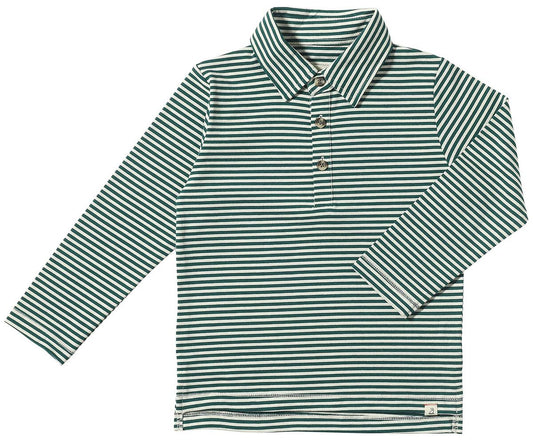 Dark Green/White Stripe Collared Shirt