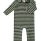 Polo Romper- Green Double Stripe