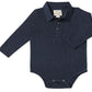 Cotton Polo Onesie- Navy