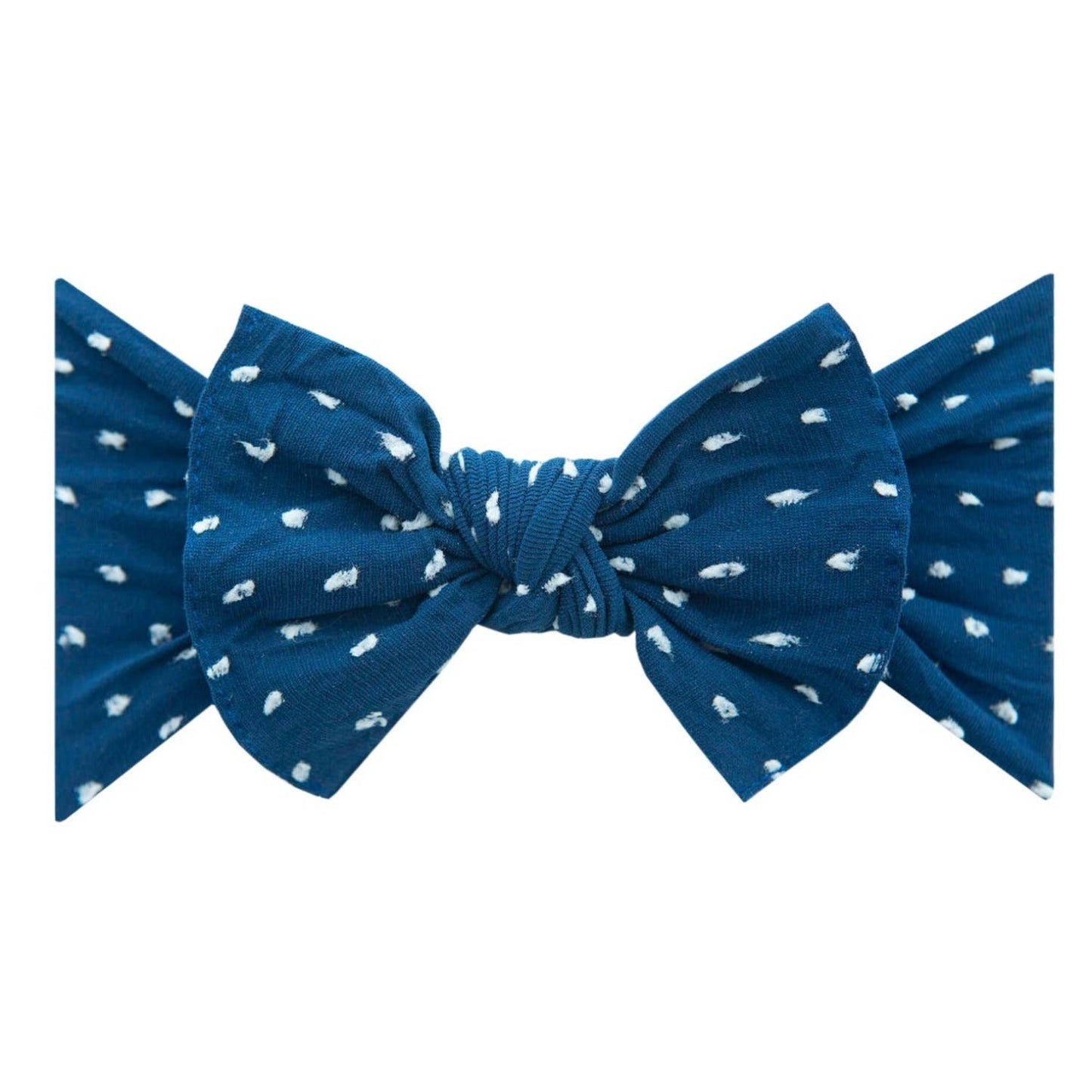 Dusty Blue/White dot Baby Bling® Shabby Dot Knot soft nylon headband: