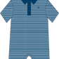 Performance Collared S/S Romper- Navy Stripe