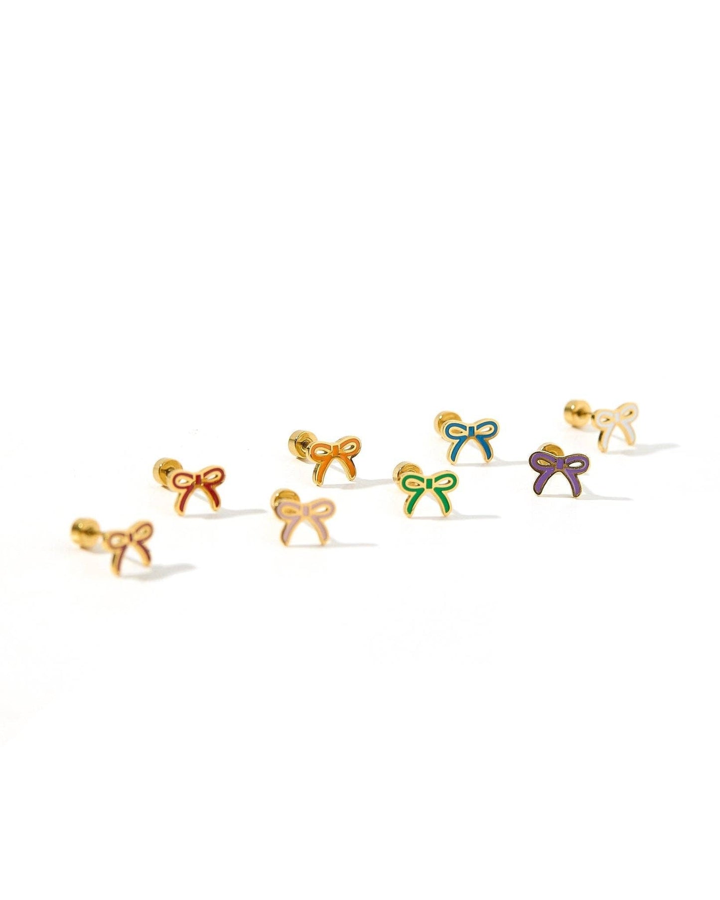 Sadie Bow Orange Screwback Stud Earrings