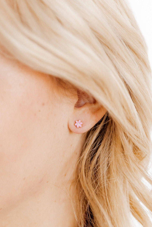 Alli Pink Screwback Stud Earrings