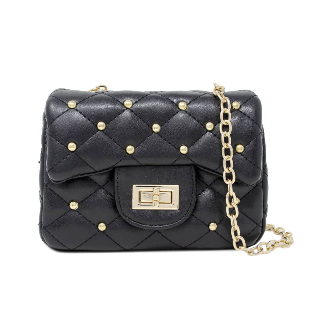 Classic Quilted Stud Mini Bag: Hot pink