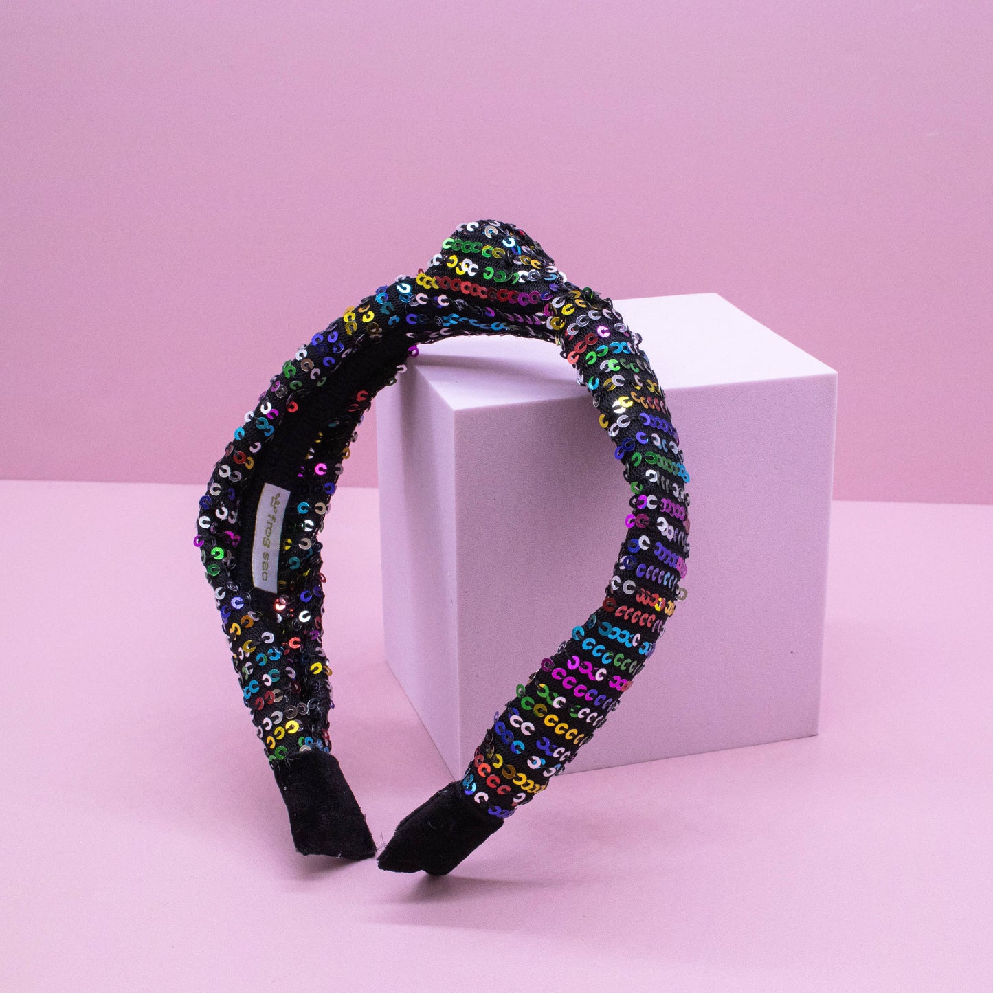 Kids Knot Headband - Rainbow Sequin Knotted Hair Accessories: White