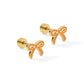 Sadie Bow Orange Screwback Stud Earrings