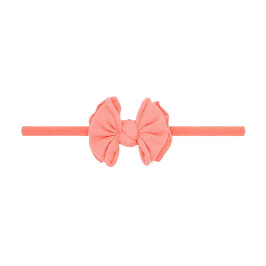 Coral Baby Bling® Baby FAB® Skinny soft nylon bow headband:
