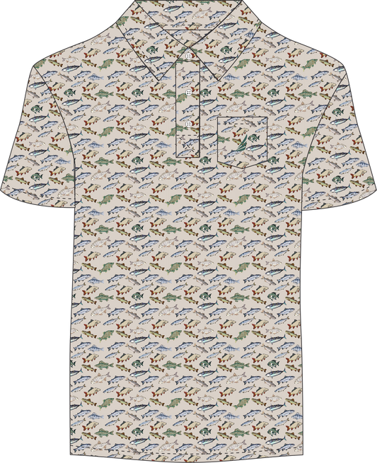 Performance Polo S/S- Fish Print