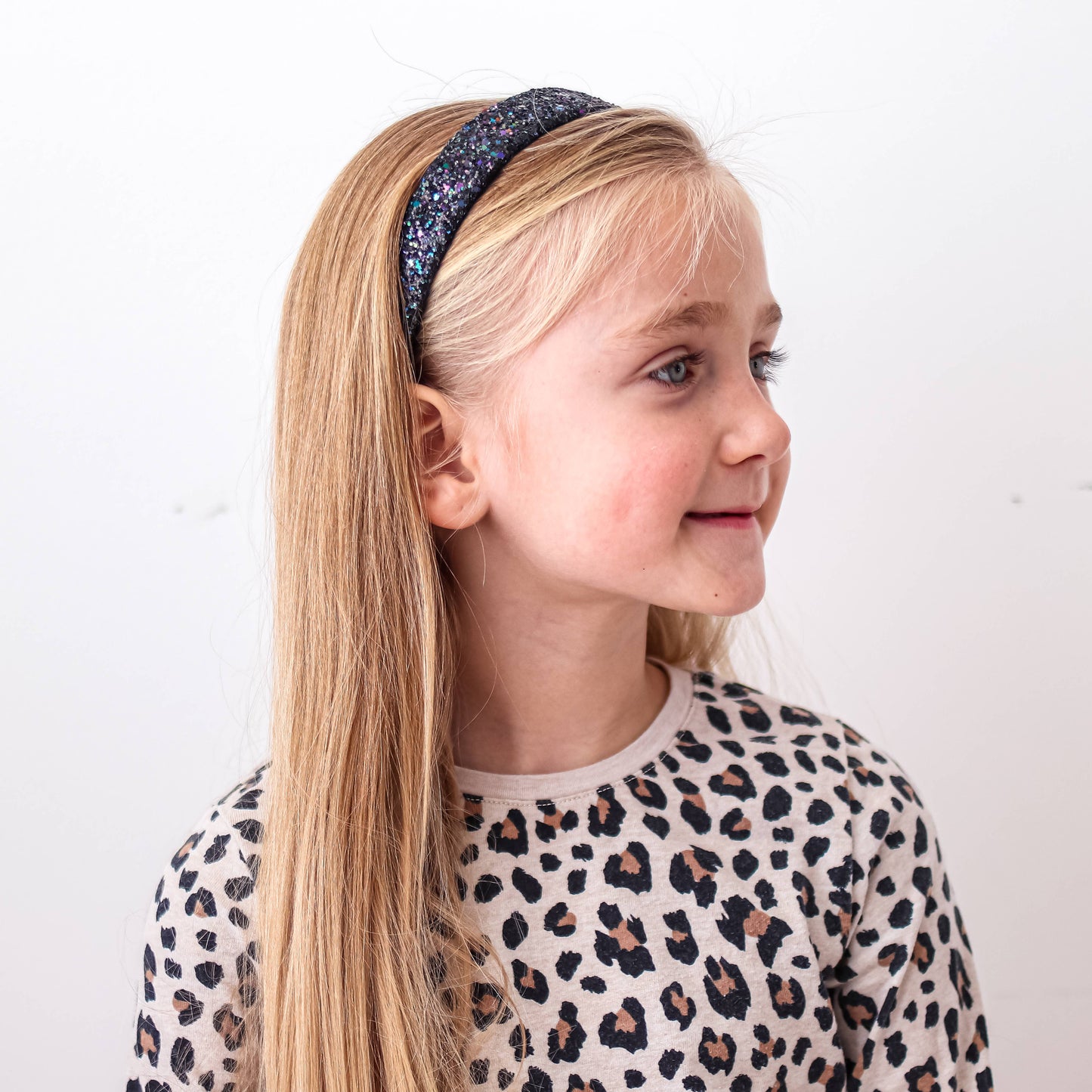 Tapered Chunky Glitter Headband: White