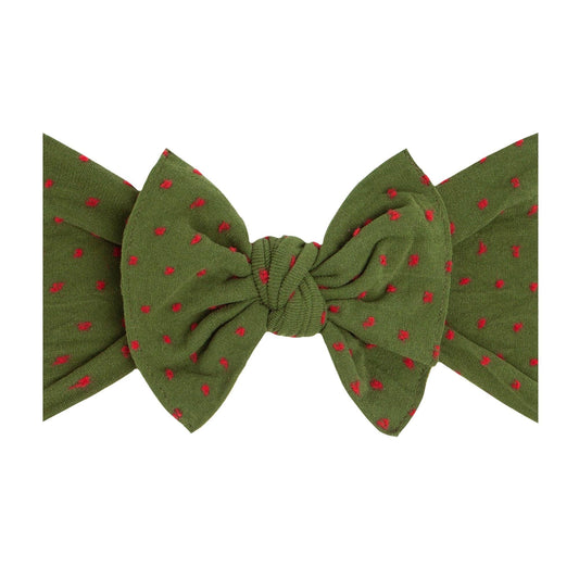 PATTERNED SHABBY KNOT: hunter/red dot