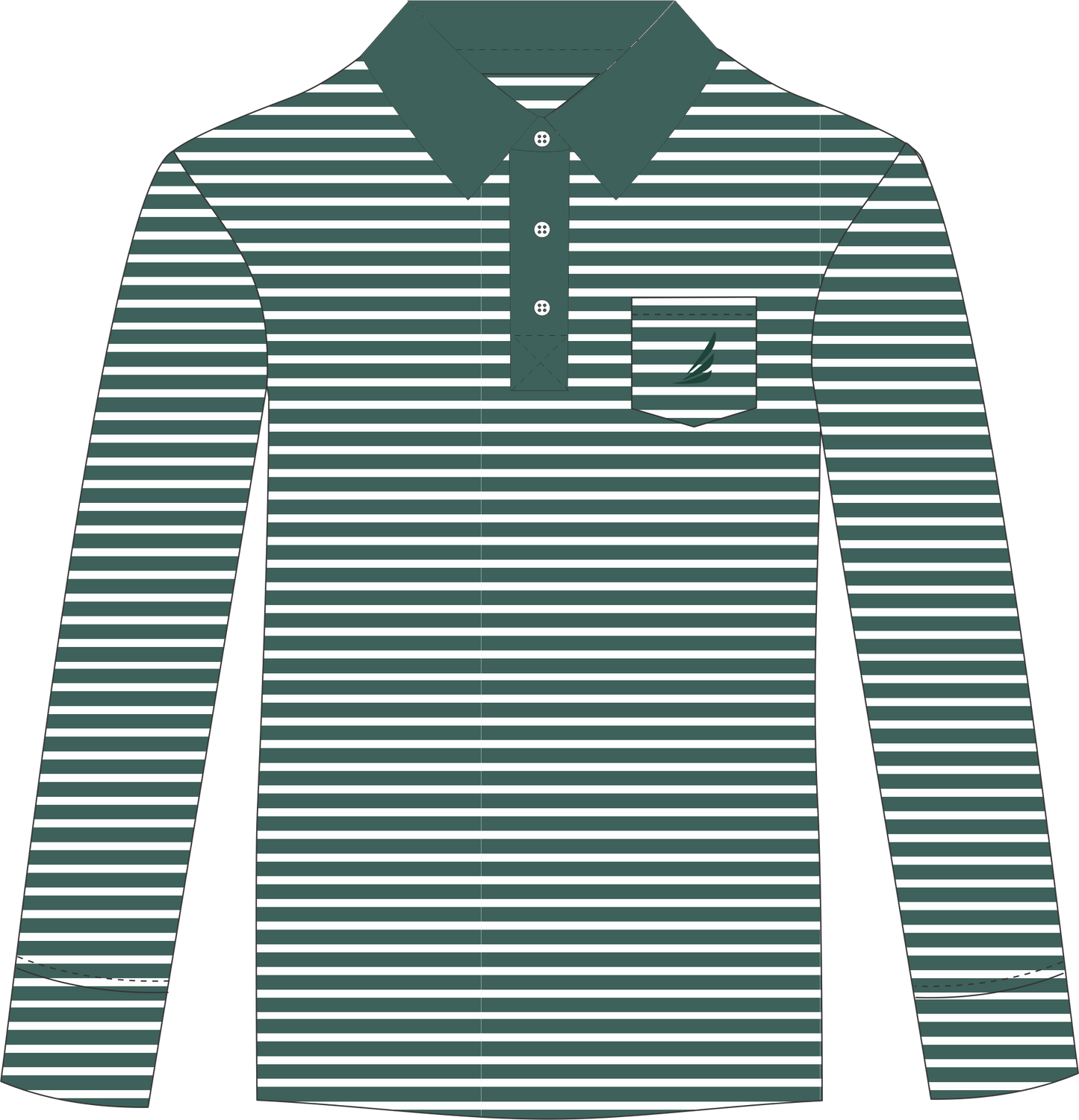 Performance Polo L/S- Pine Stripe