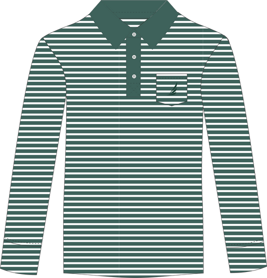 Performance Polo L/S- Pine Stripe