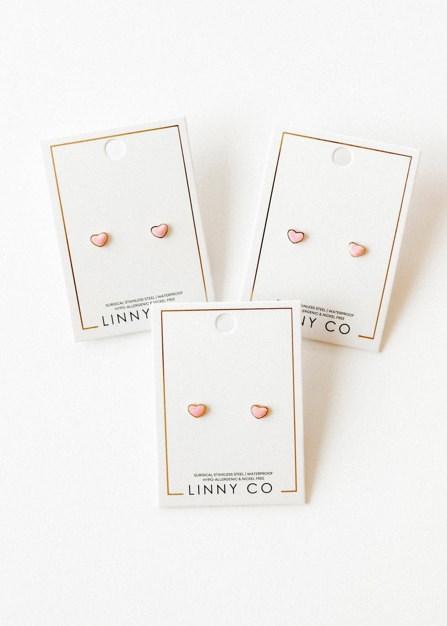 Nora Heart Pink Screwback Stud Earrings