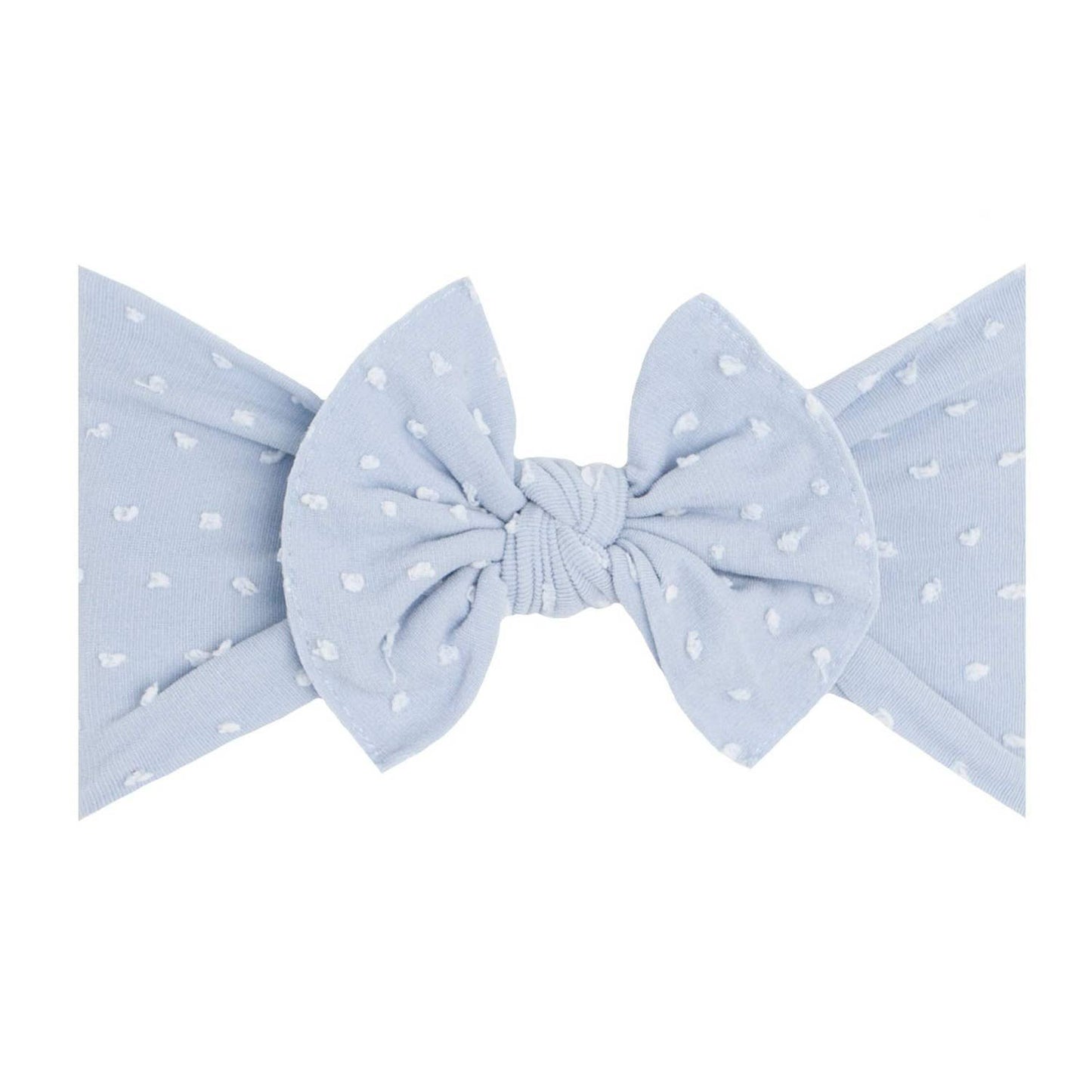 Dusty Blue/White dot Baby Bling® Shabby Dot Knot soft nylon headband: