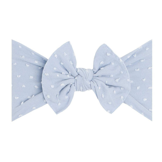 Dusty Blue/White dot Baby Bling® Shabby Dot Knot soft nylon headband: