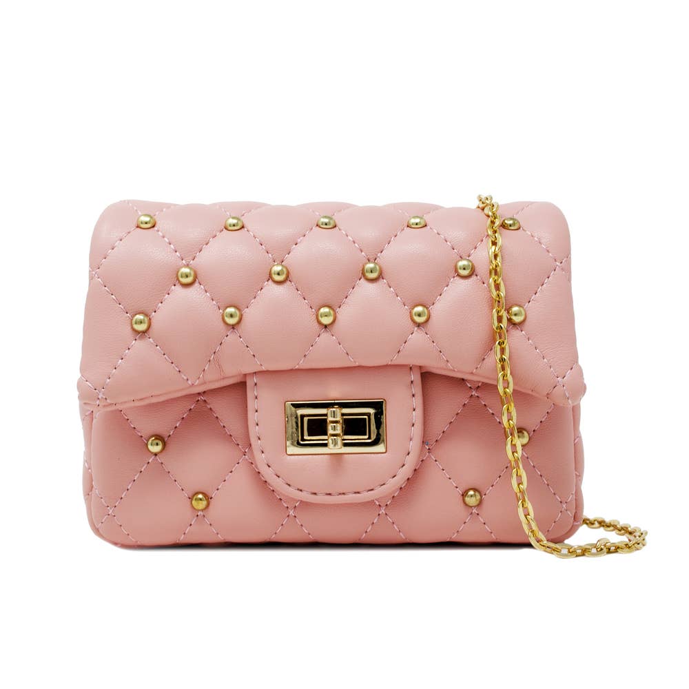 Classic Quilted Stud Mini Bag: Hot pink