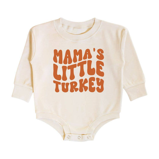 Mama's Little Turkey Thanksgiving Long Sleeve Baby Romper : 12-18M