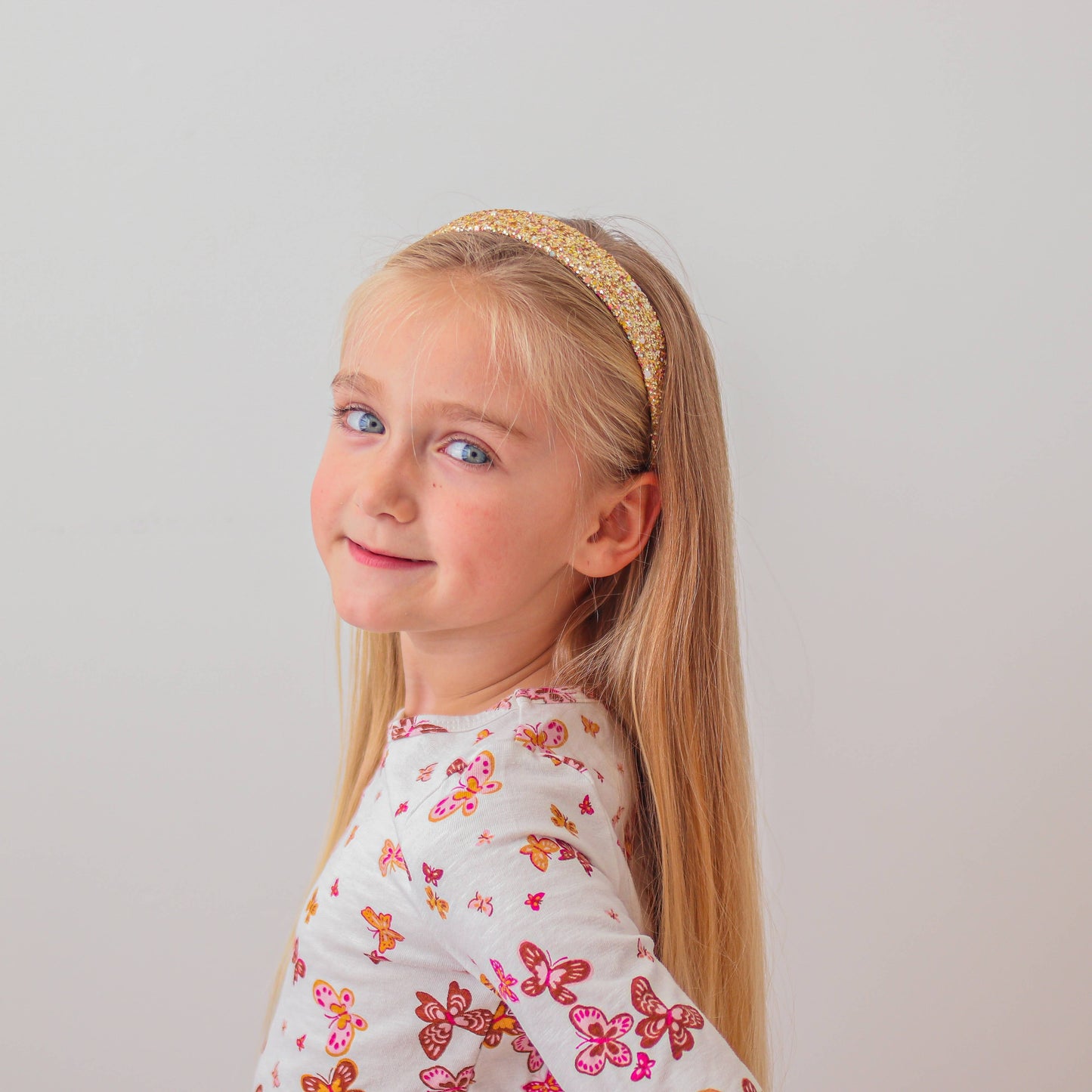 Tapered Chunky Glitter Headband: White