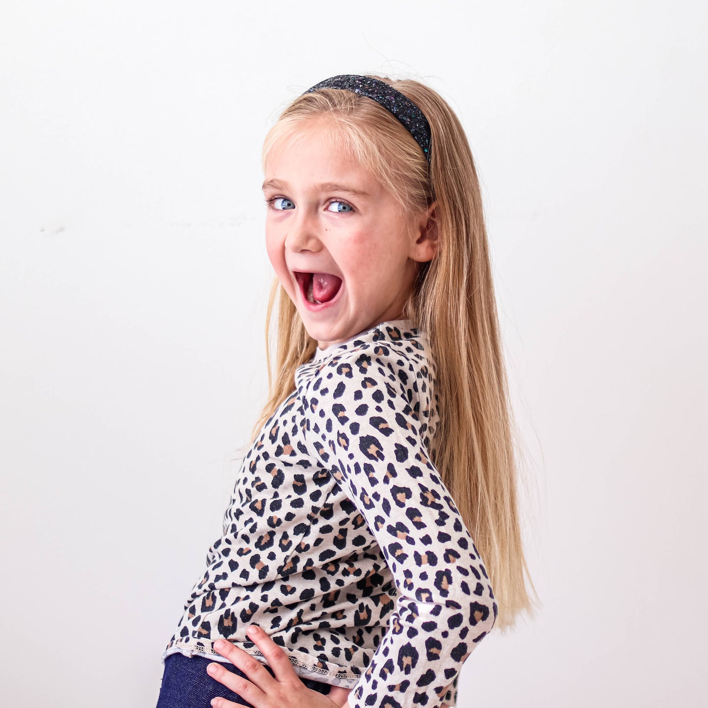Tapered Chunky Glitter Headband: White