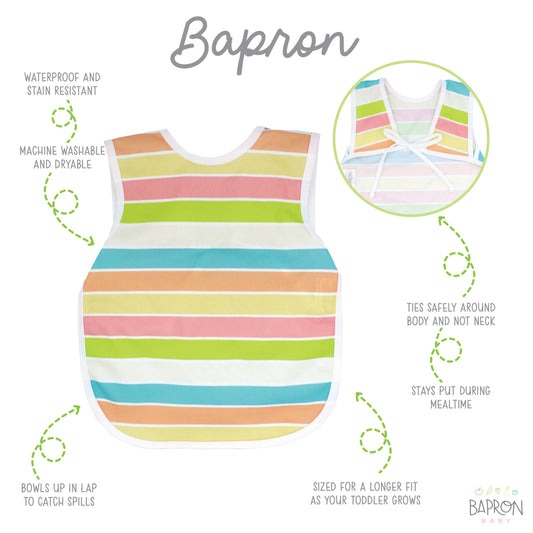 Rainbow Stripes Bapron: Toddler (6m-3T)