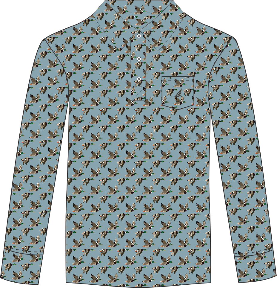 Performance Polo L/S- Duck Print