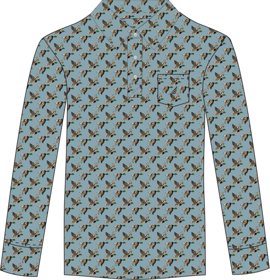 Performance Polo L/S- Duck Print