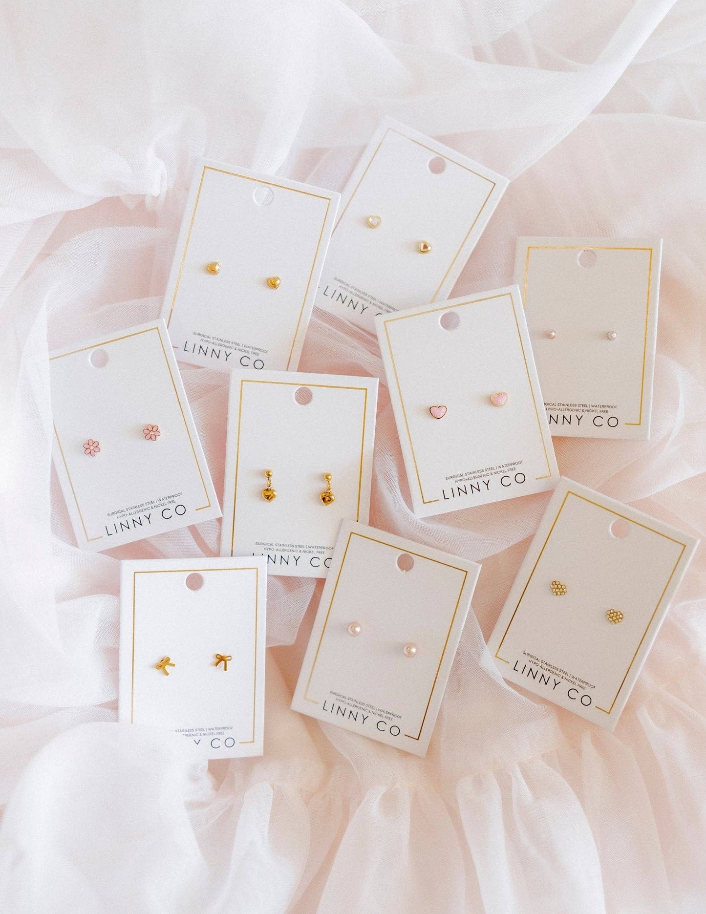 Nora Heart Pink Screwback Stud Earrings