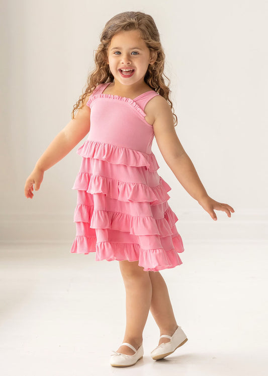Solid Pink Scribble Toddler Dress