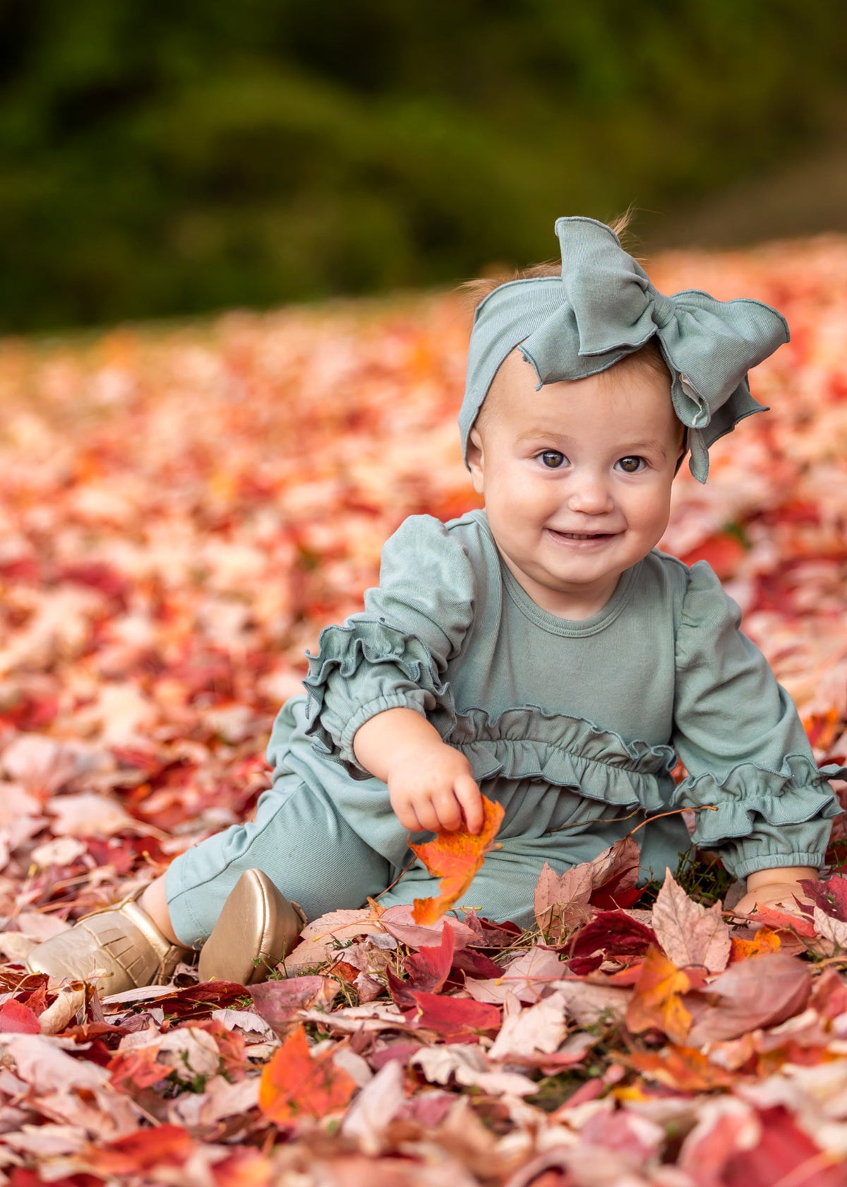 Organic Green Blooms Romper