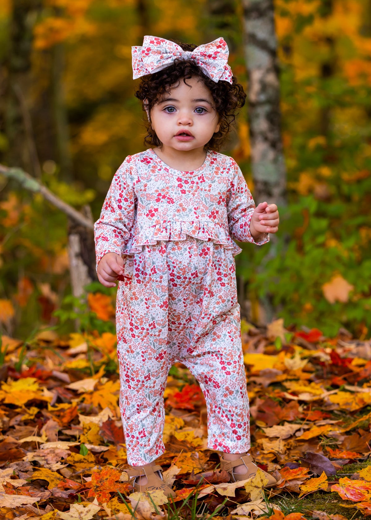 Orange Floral Amber Romper