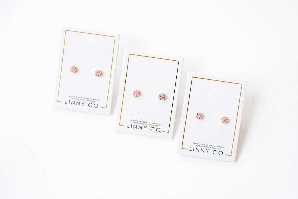 Alli Pink Screwback Stud Earrings
