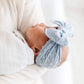 Dusty Blue/White dot Baby Bling® Shabby Dot Knot soft nylon headband: