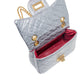 Classic Quilted Sparkle Mini Bag: Silver