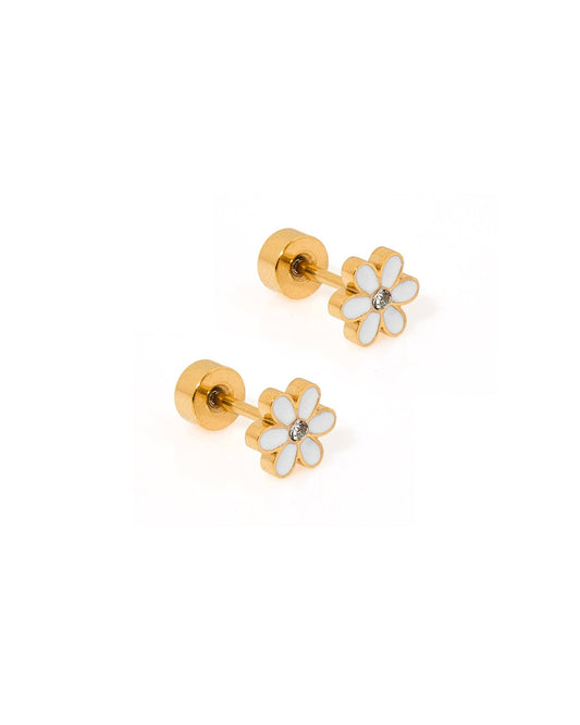 Alli White Screwback Stud Earrings