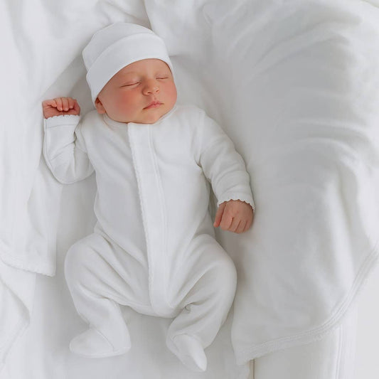 Essentials White Trim Footie: Preemie