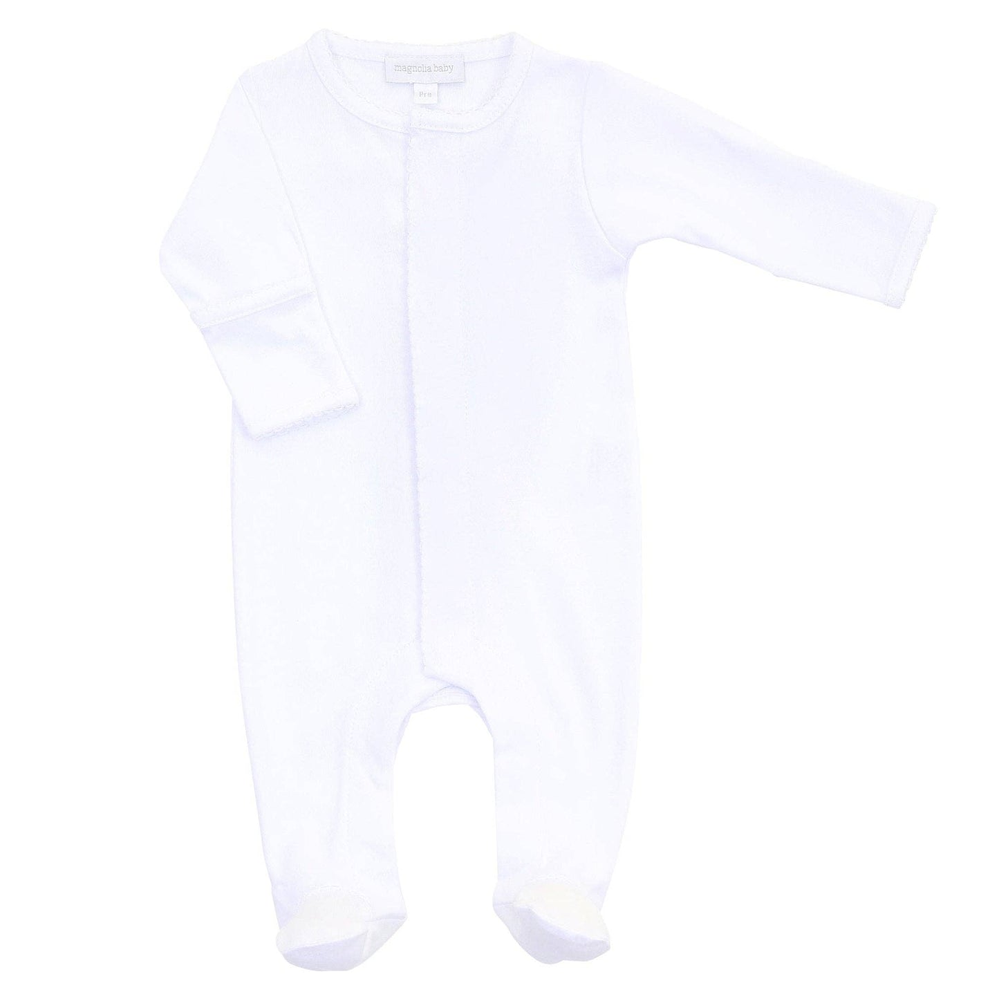 Essentials White Trim Footie: Preemie