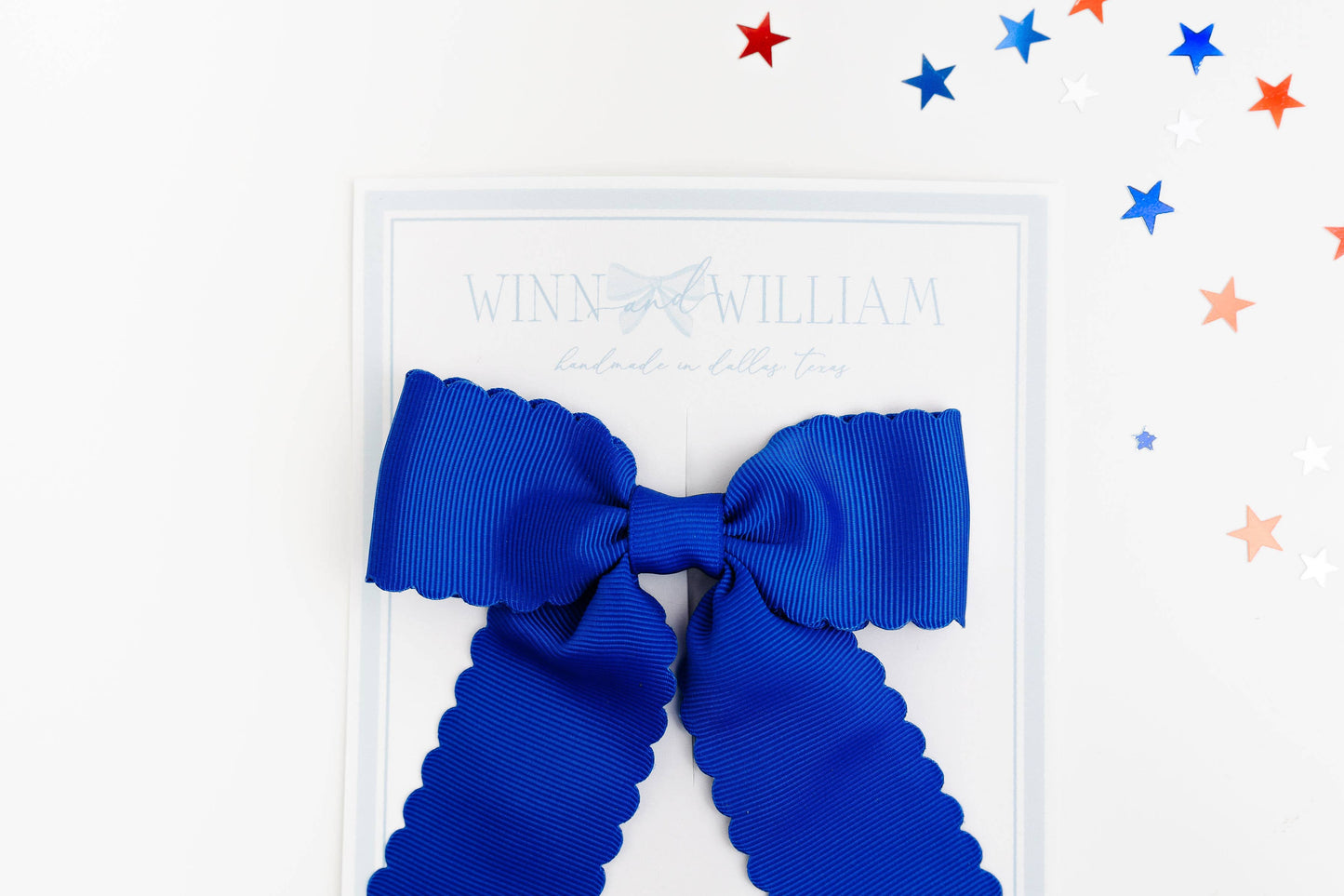 Scalloped Long-tail Bow: Pale Blue / Medium