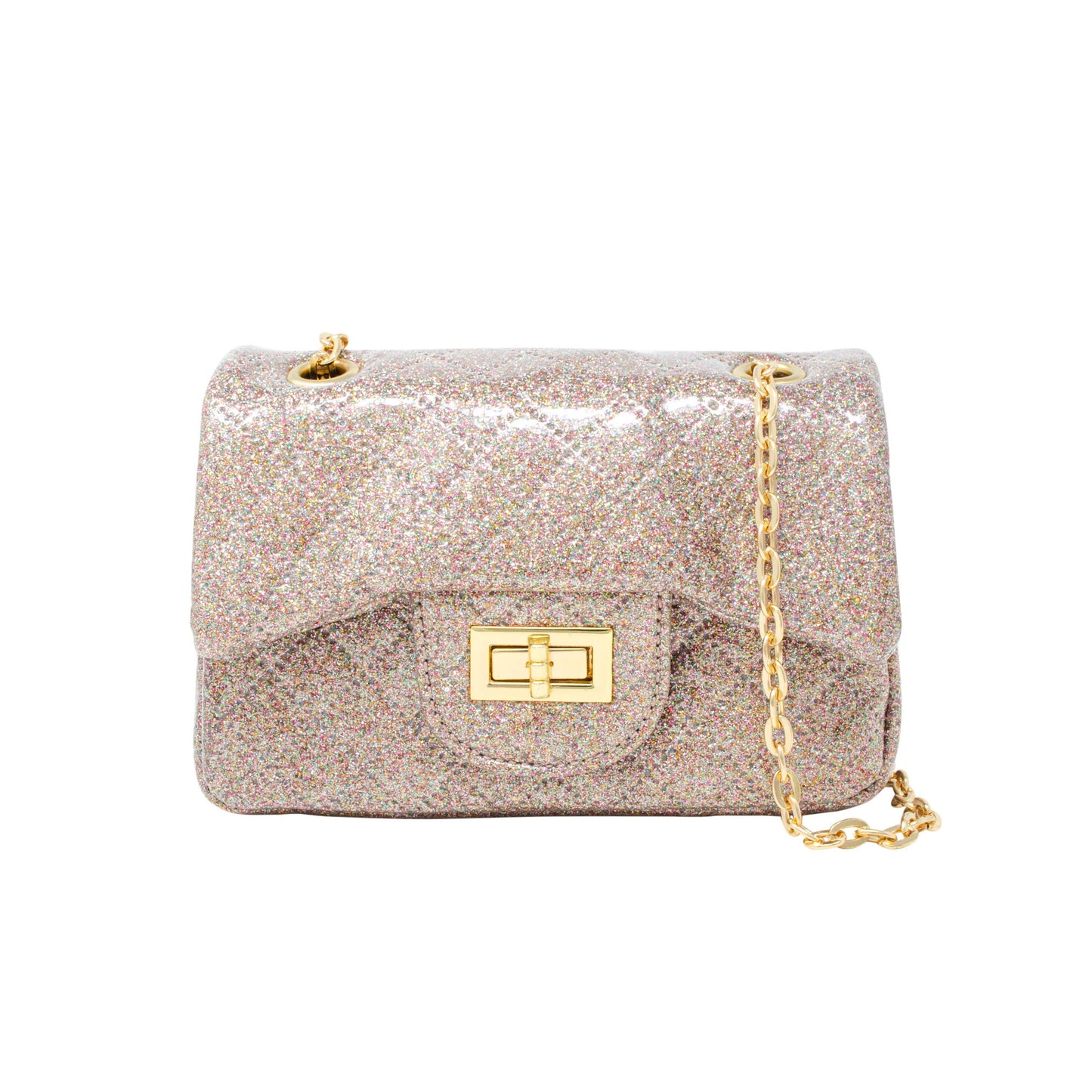 Classic Quilted Sparkle Mini Bag: Purple