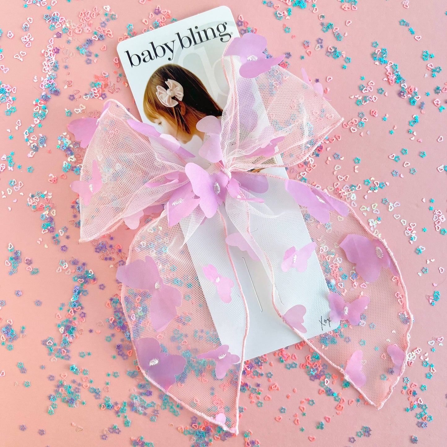 Baby Bling® Big Belle hair bow clip: Light Orchid Butterfly