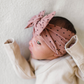 Dusty Blue/White dot Baby Bling® Shabby Dot Knot soft nylon headband: