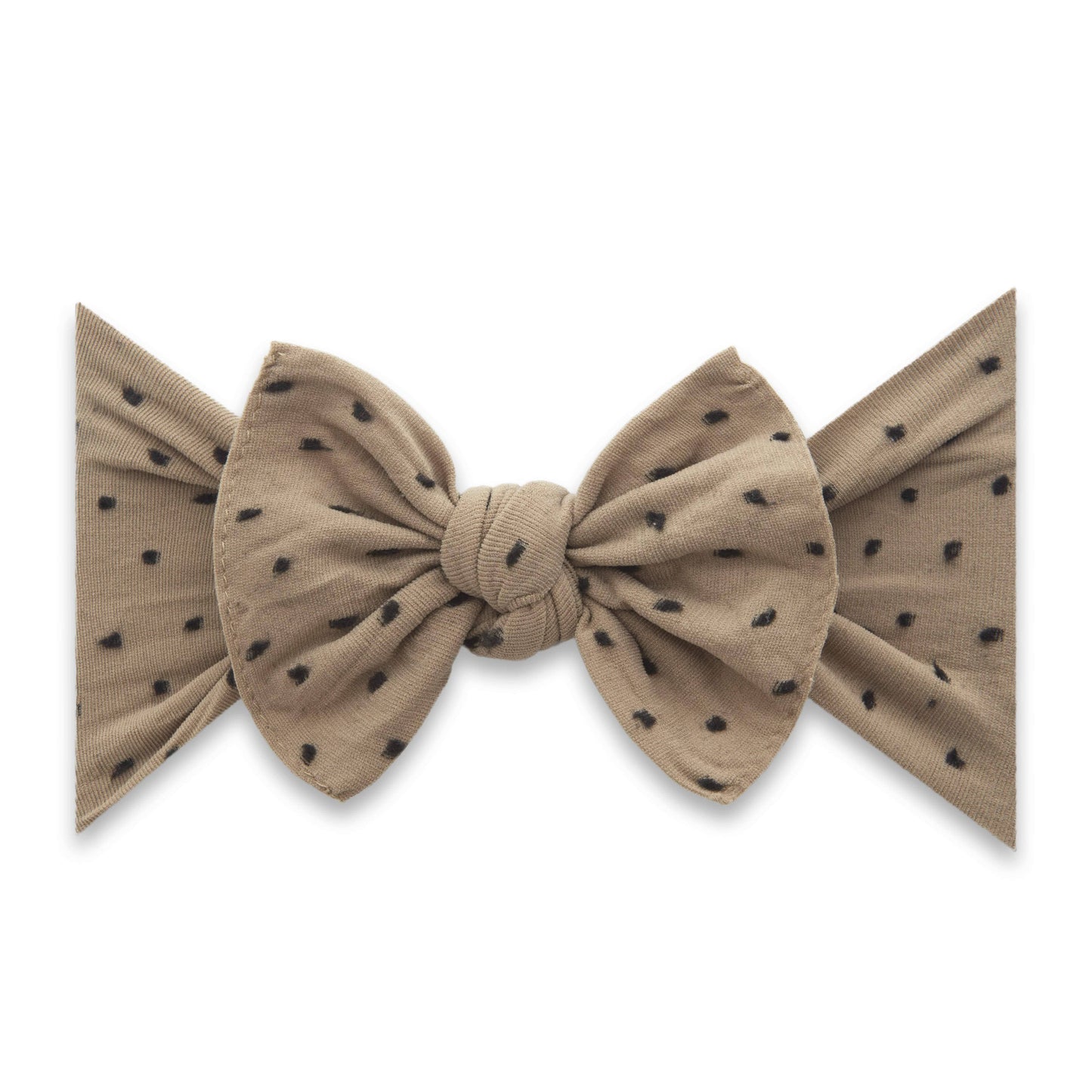 Putty/White dot Baby Bling® Shabby Dot Knot soft nylon headband: