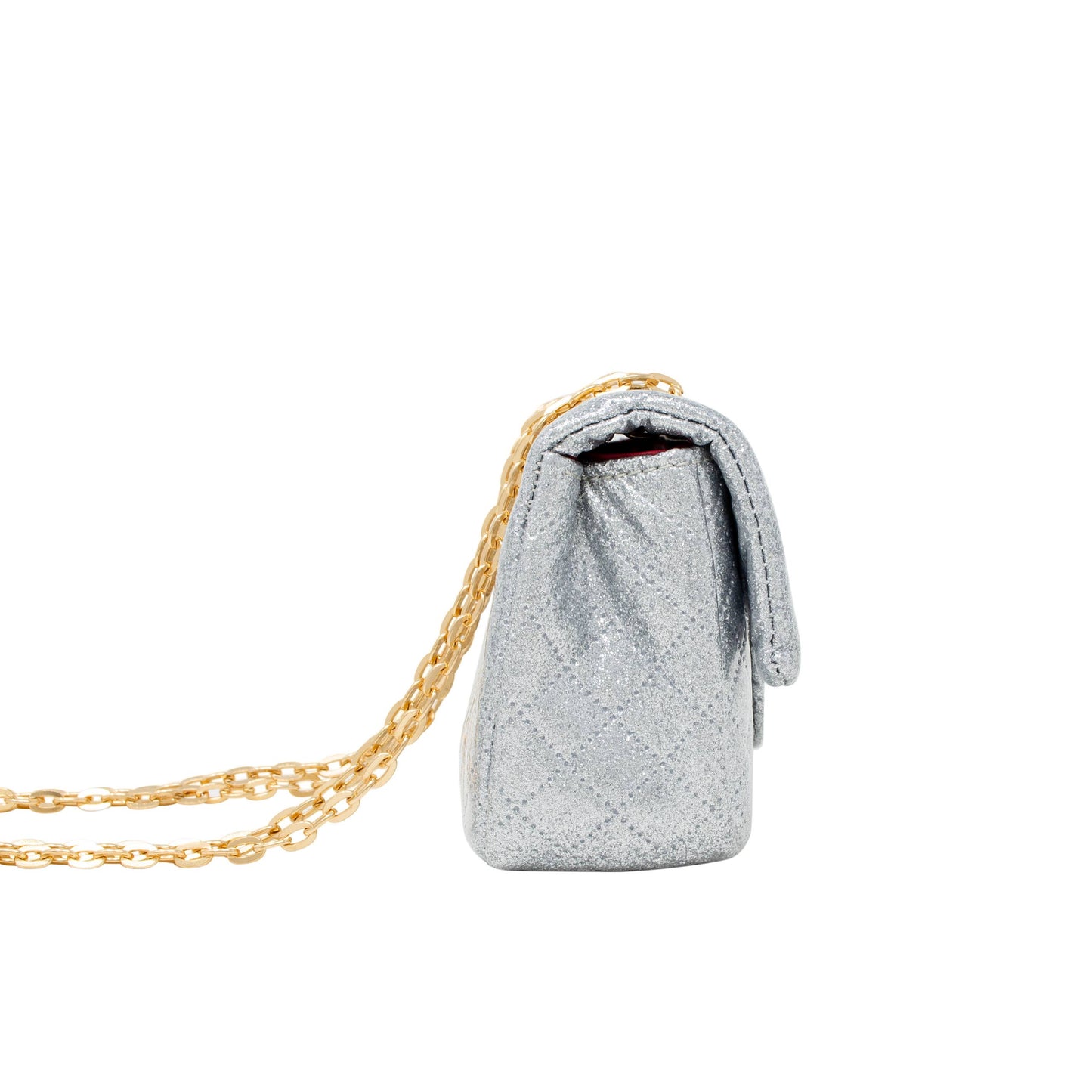 Classic Quilted Sparkle Mini Bag: Silver