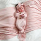 Solid Petal Pink Bamboo Baby Knot Gown & Hat: Newborn / 7-14lbs+