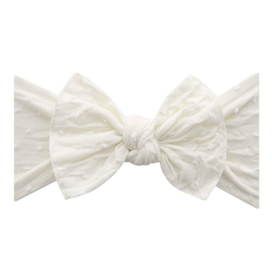 Ivory/White Dot: Baby Bling® Shabby Dot Knot soft nylon headband