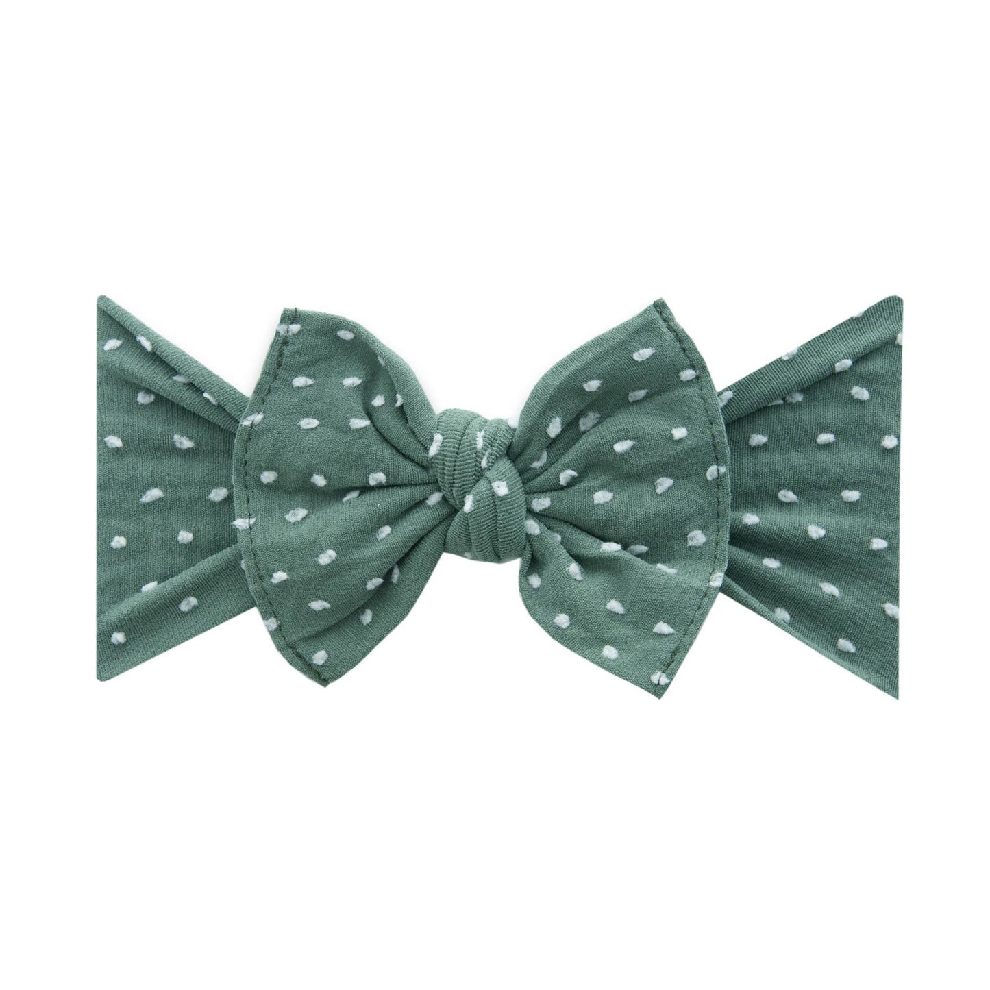 Dusty Blue/White dot Baby Bling® Shabby Dot Knot soft nylon headband: