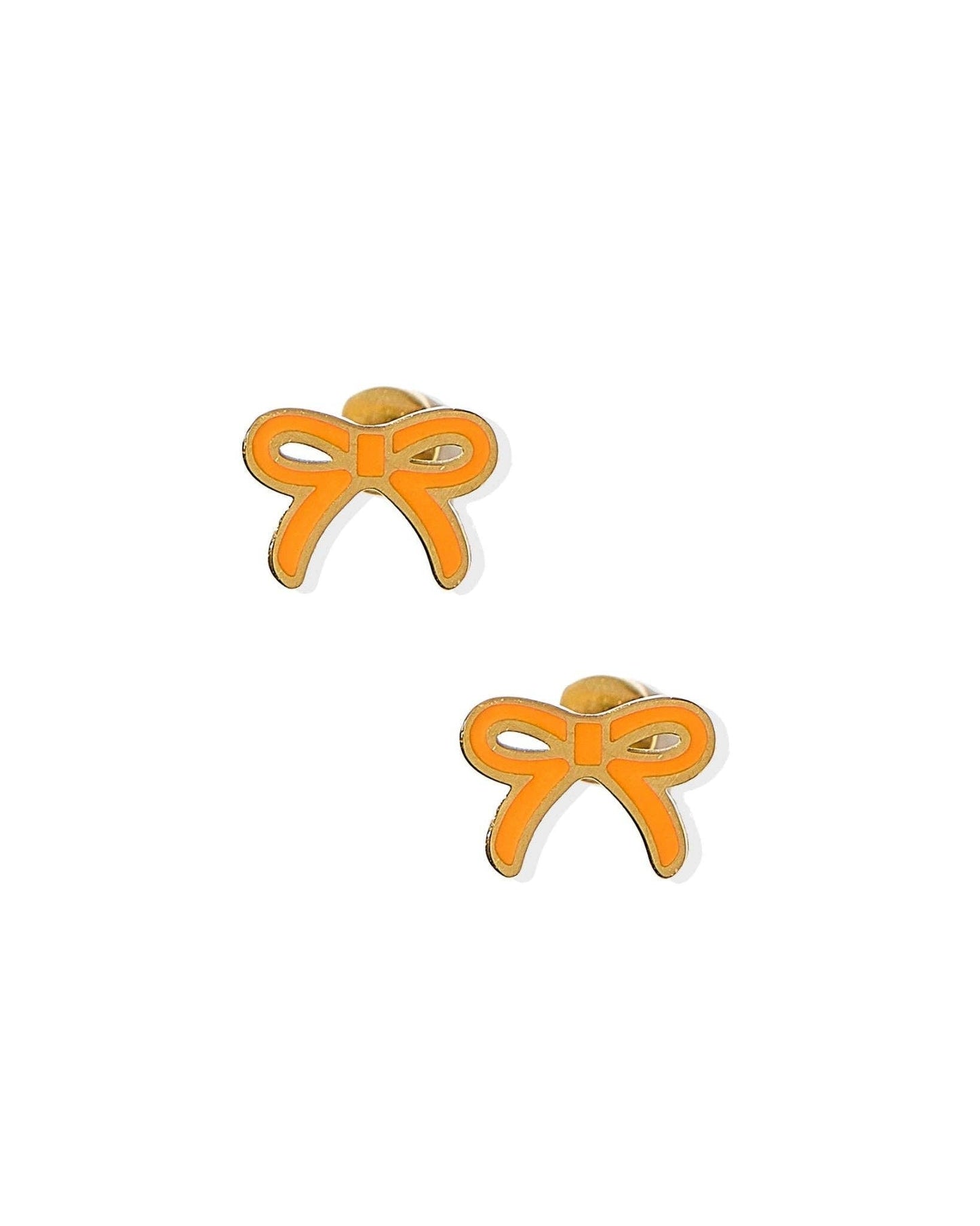 Sadie Bow Orange Screwback Stud Earrings
