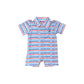 Performance Stripe Button Baby Romper- Nautical Stripe
