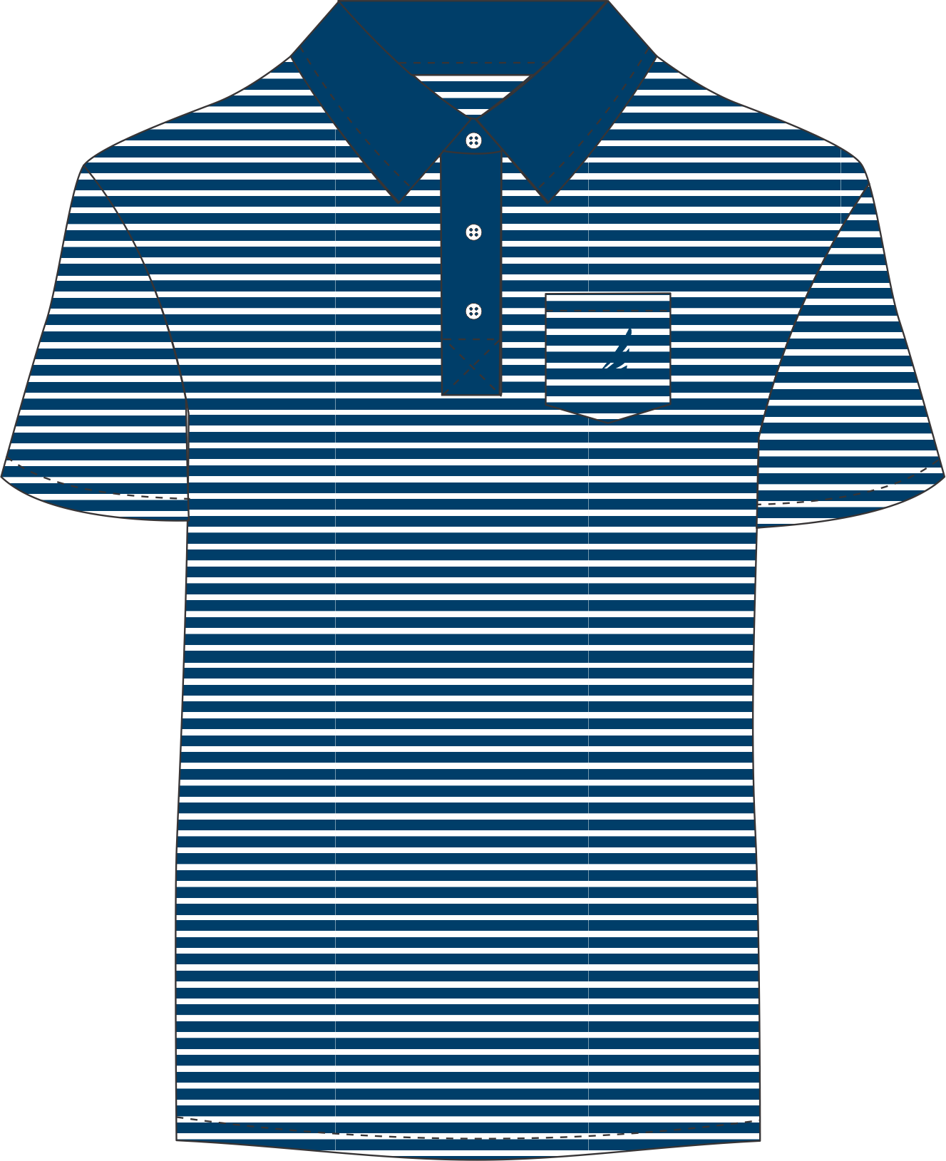 Performance Polo S/S- Navy Stripe