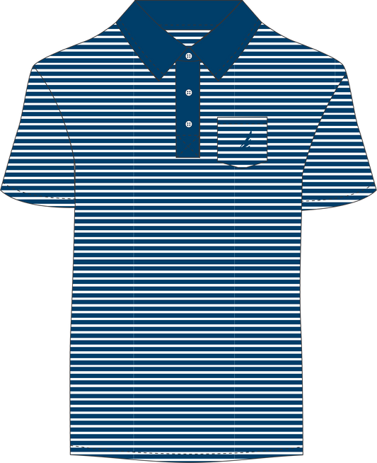 Performance Polo S/S- Navy Stripe
