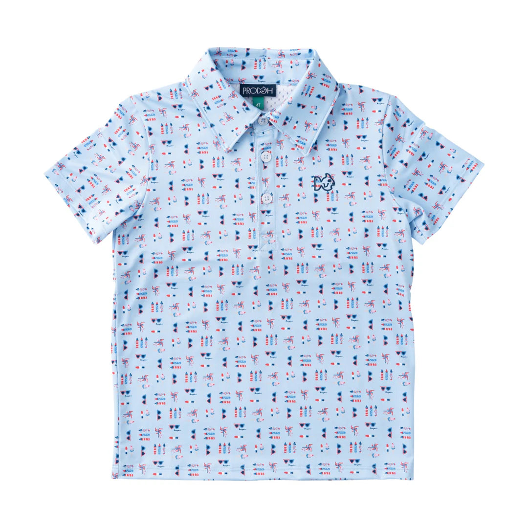 Short Sleeve Pro Performance Polo- Fourth of July Fireworks